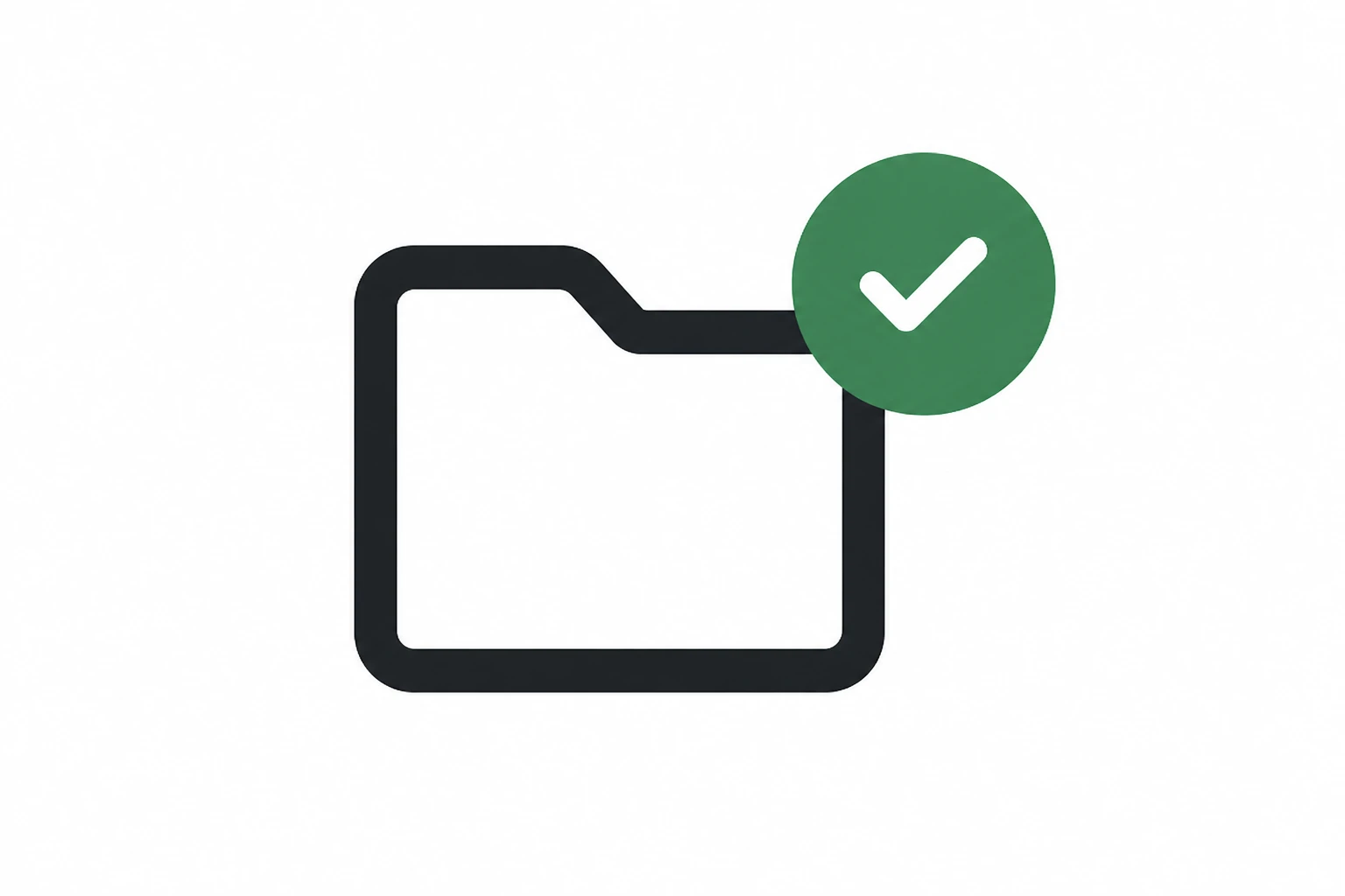 Minimal folder icon with a green check mark, representing Folder AI enabled in Receipt AI.