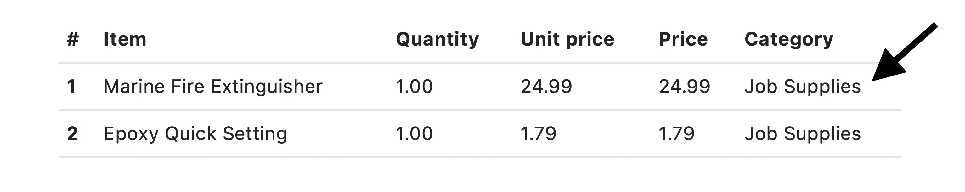 Receipt line items from Harbour Freight automatically categorized into Job Supplies using Receipt AI Custom Categories.