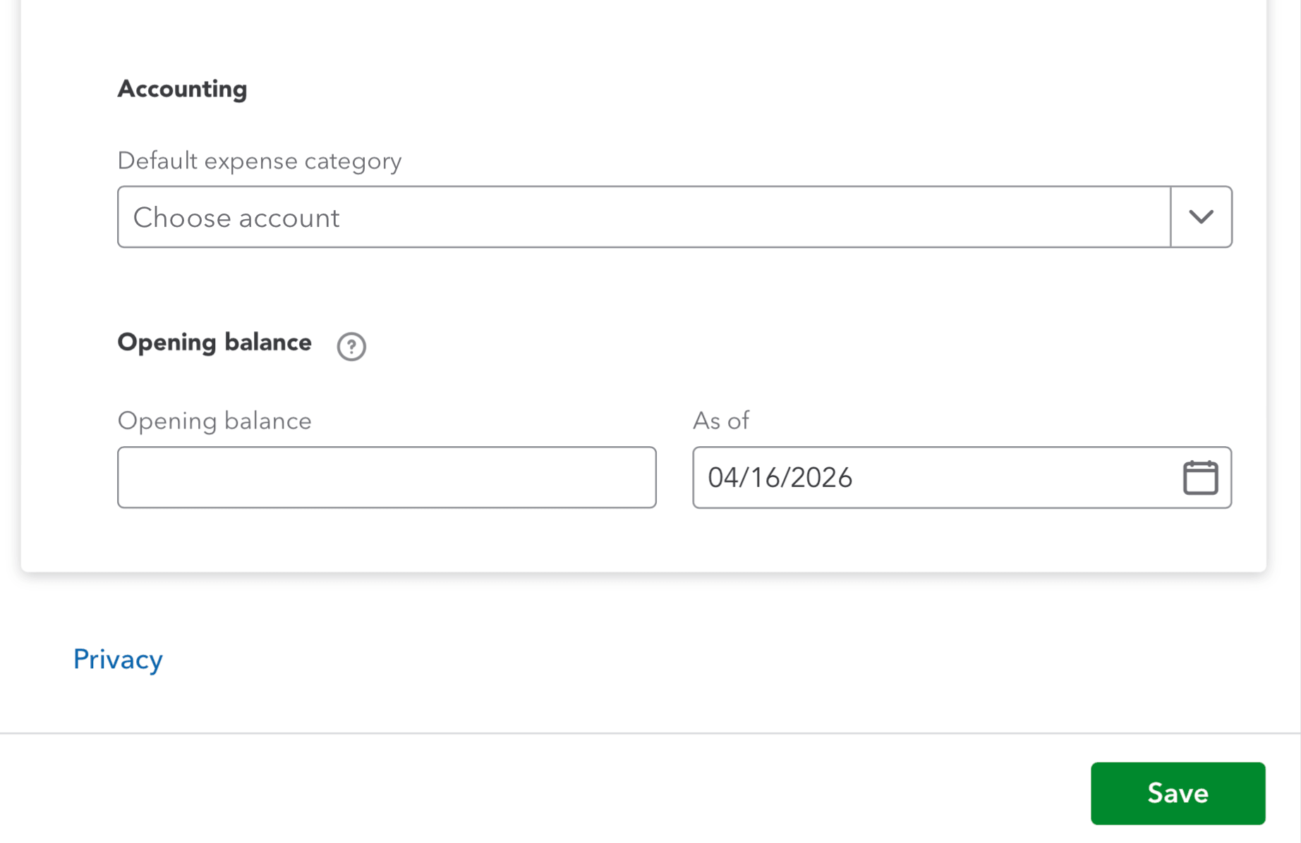 QuickBooks Online vendor edit page showing Save button at the bottom of the form